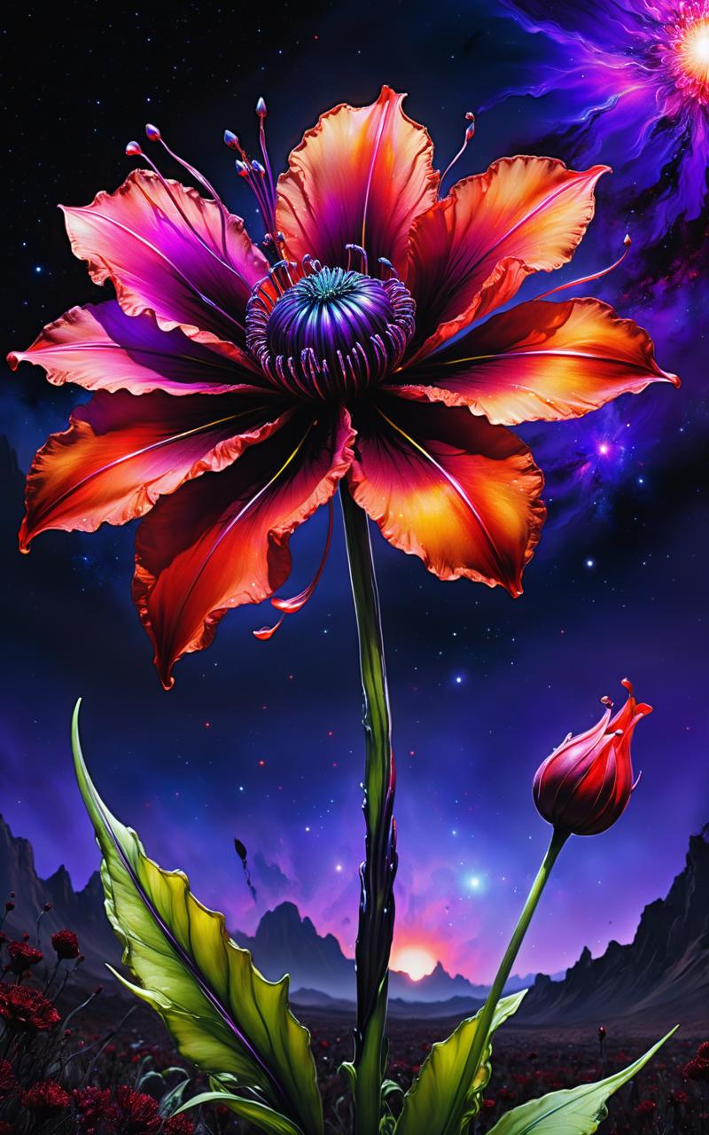 04433-1657929893-Illustration, sci-fi concept art, realistic art, drawn with alcohol inks, depicting a fantastic flower, with red glowing petals,.png